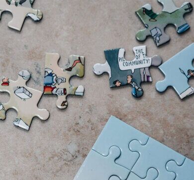 Puzzle pieces on a table