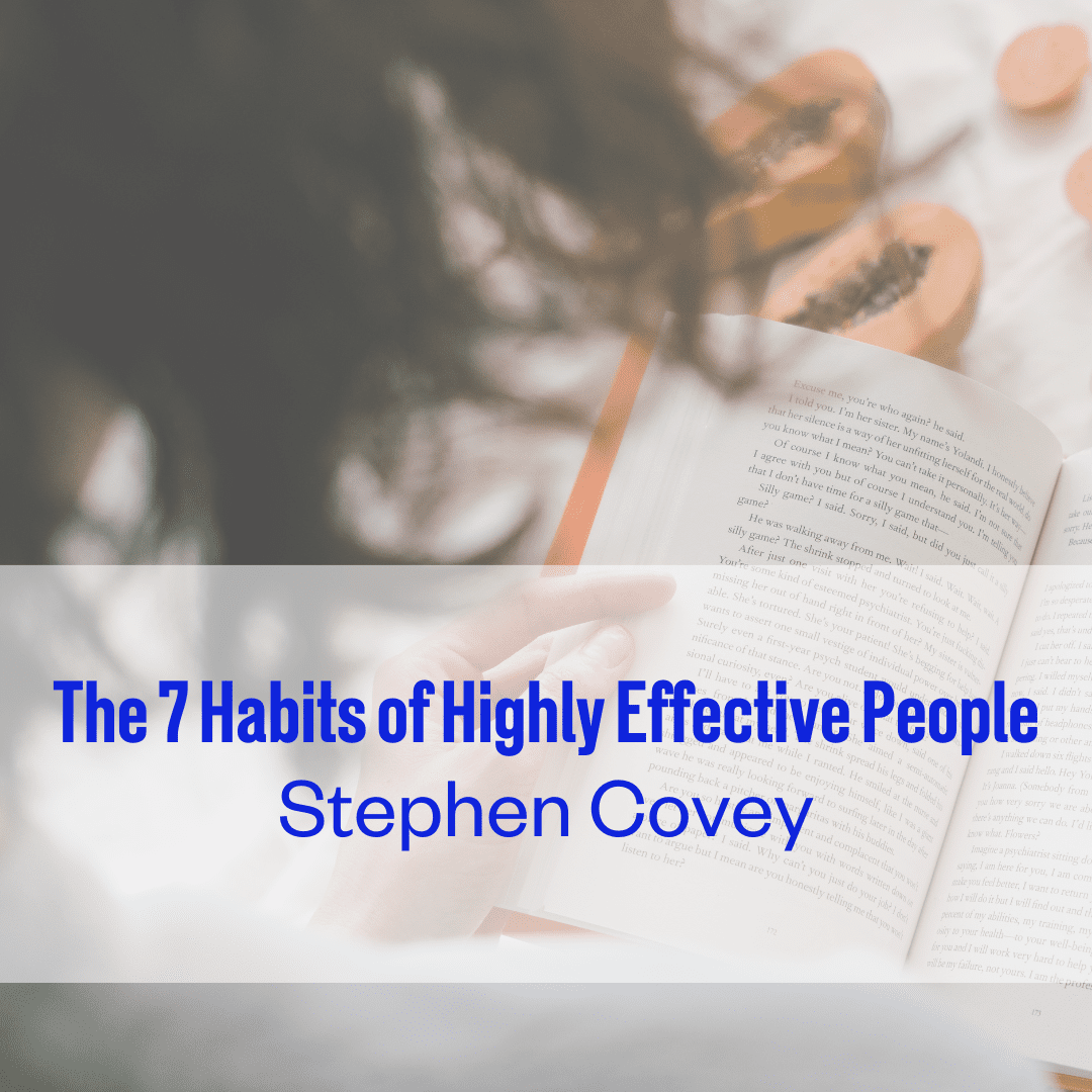 A design element to showcase the book suggestion for The 7 Habits of Highly Effective People by Stephen Covey