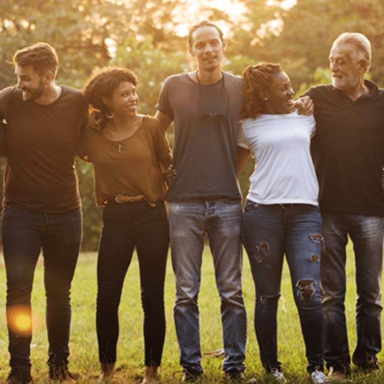 People together. varied ages. ethnicity