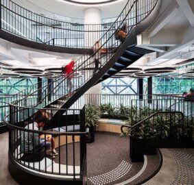 A photo of a spiral staircase.