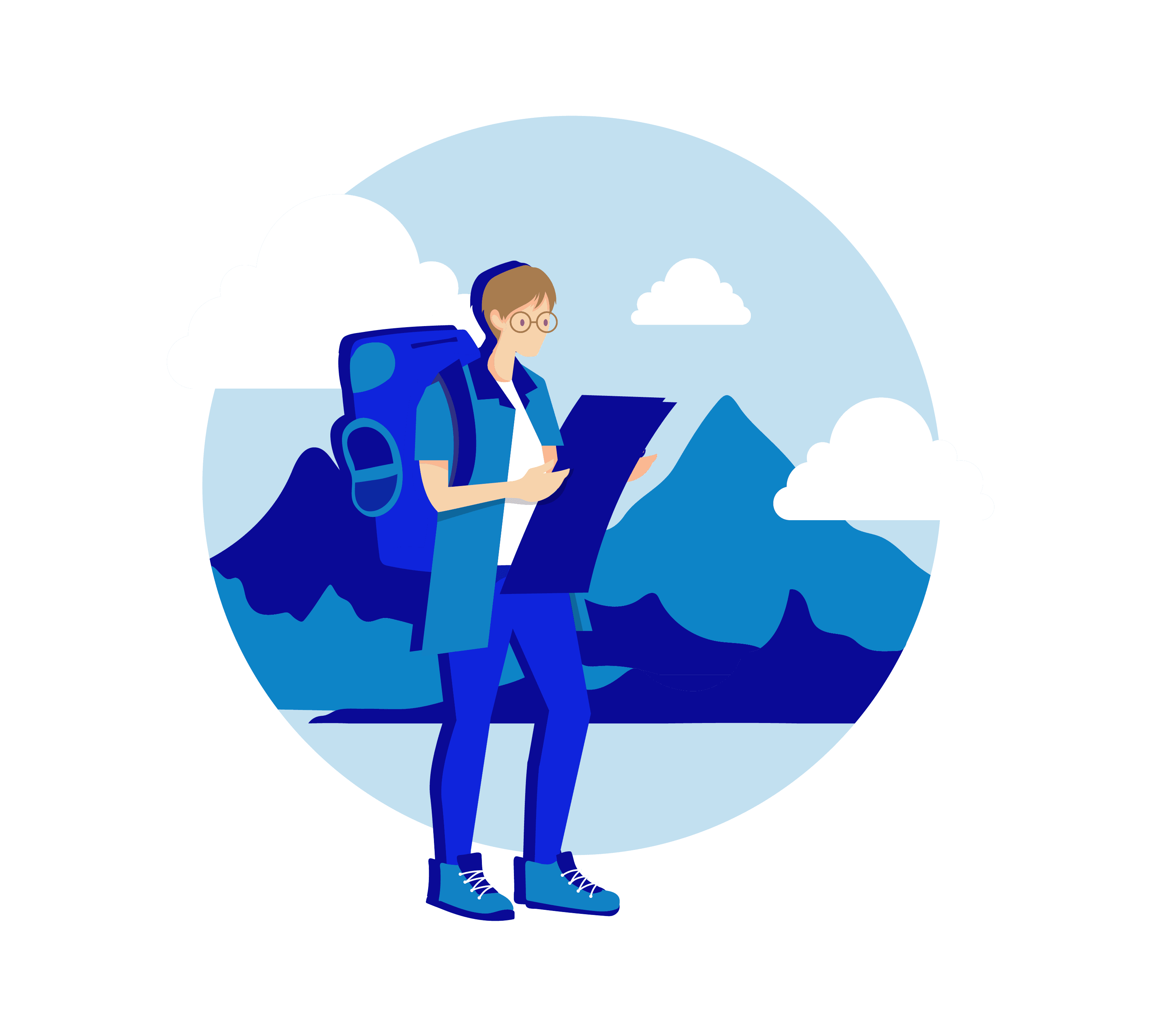 Illustration of a person hiking