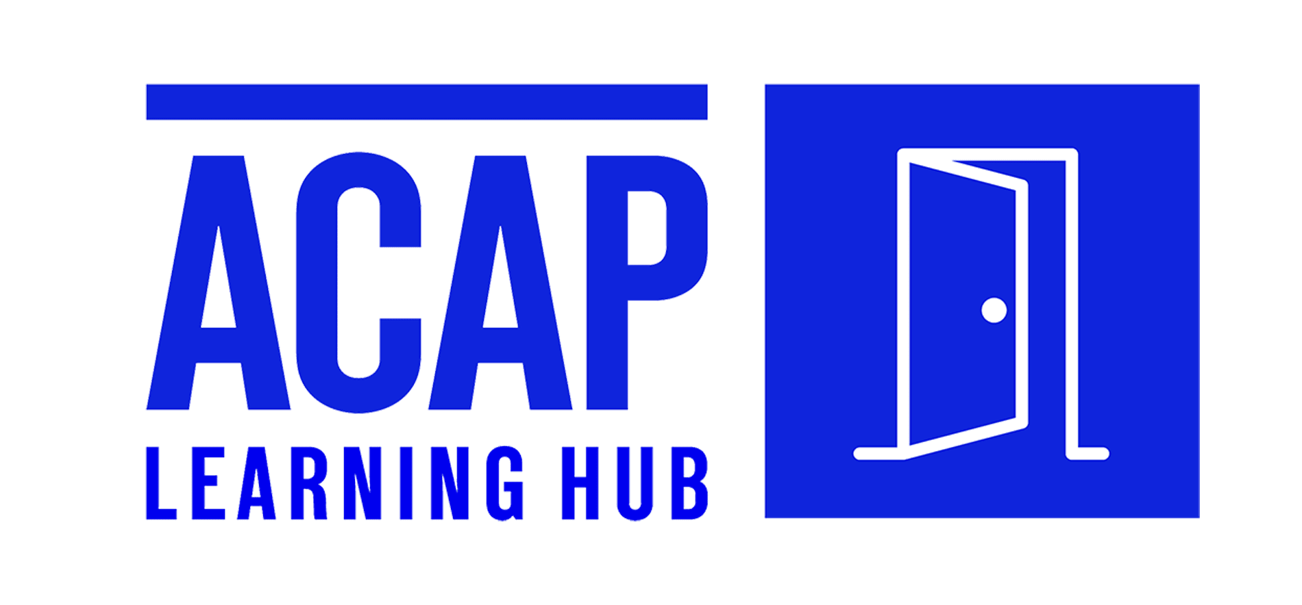 Logo with open door icon. Text reads ACAP Learning Hub