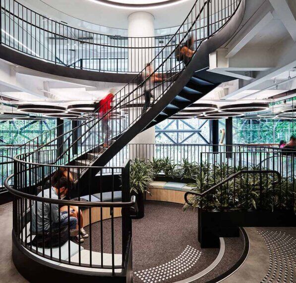 A photo of a spiral staircase.