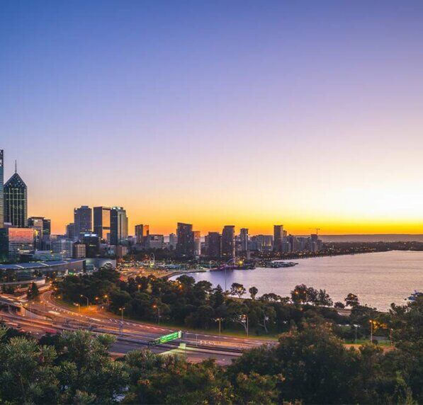 Perth skyline at sunset